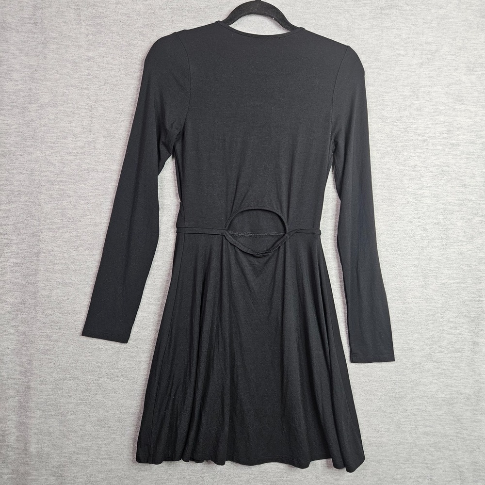 TART Black Wrap Dress Sz Small Long Sleeve V-Neck Soft Stretch Minimalist - Picture 2 of 10
